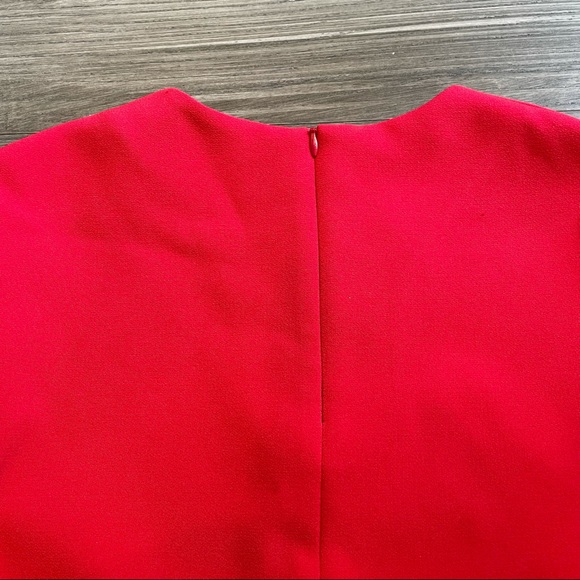 EDIT Flute Sleeve Frill Crepe Top Red Sz Small - Picture 7 of 9